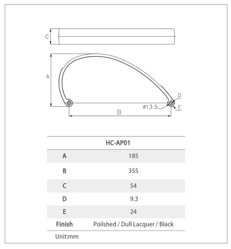 HC-AP01 Aluminum C Armrest